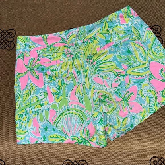 Lilly Pulitzer The Callahan Short Cotton Floral Green Pink Size 4 - Picture 11 of 13